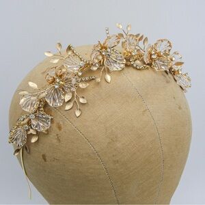 Crystal and Gold Wedding Tiara Bridal Headpiece